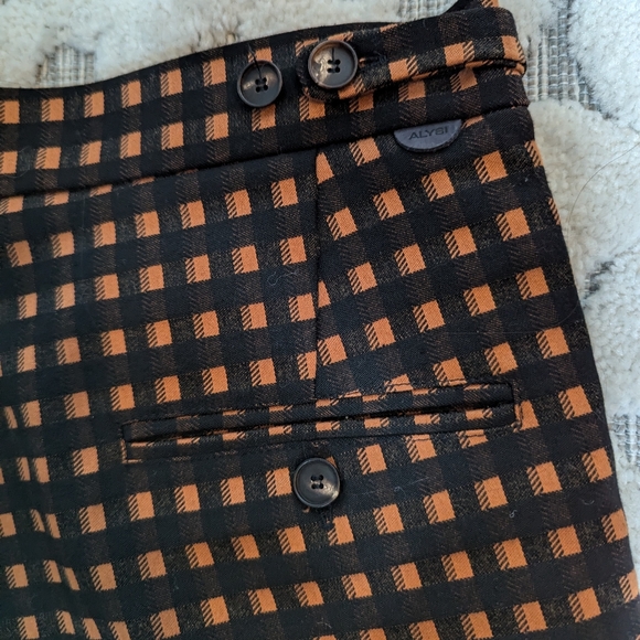 🪞 Alysi  plaid Black/orange Trouser Size 2 made in Italy retail $300 - Picture 10 of 12